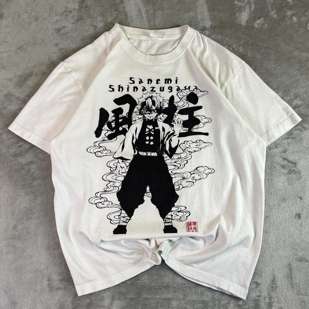 Cospa Demon Slayer Sanemi Shinazugawa Anime Graphic T Shirt White Sz S
